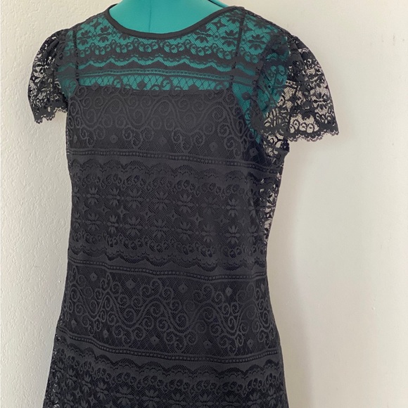 BLACK LACE GOTHIC VINTAGE CHANTILLY TWO PIECE DRESS AND BLOUSE PUNK ROCK N ROLL - Picture 3 of 7